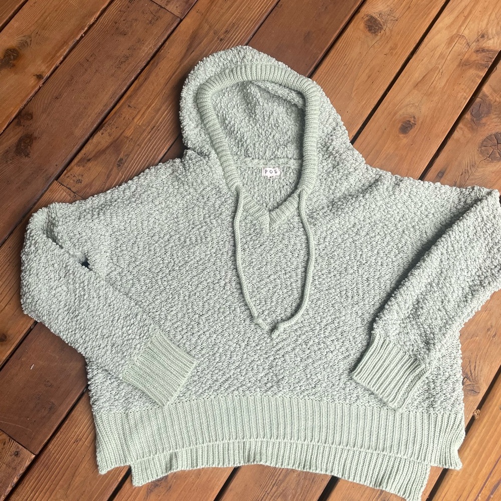 POL Textured Knit Sweater in Soft Green